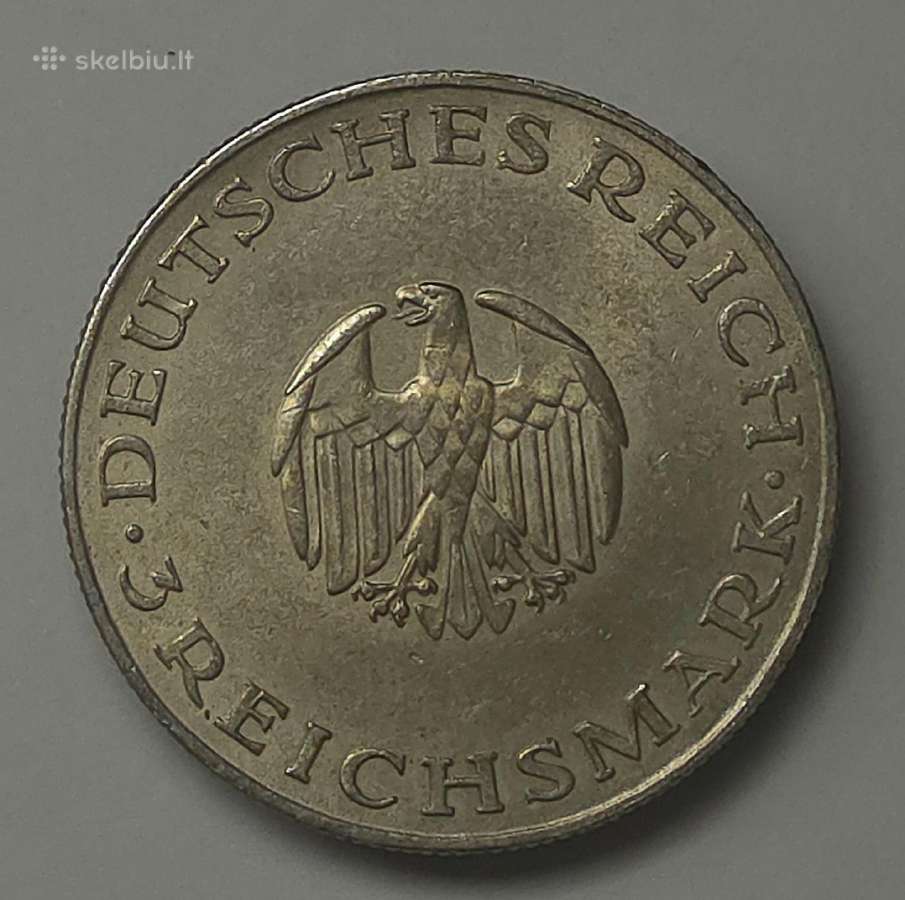 3 Reichsmark 1929 A (G. E. Lessing) - nuotraukos Nr. 6