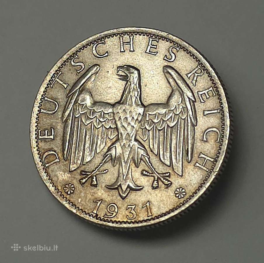 2 Reichsmark 1931 F (Ąžuolo lapai) Unc Stovis - nuotraukos Nr. 2
