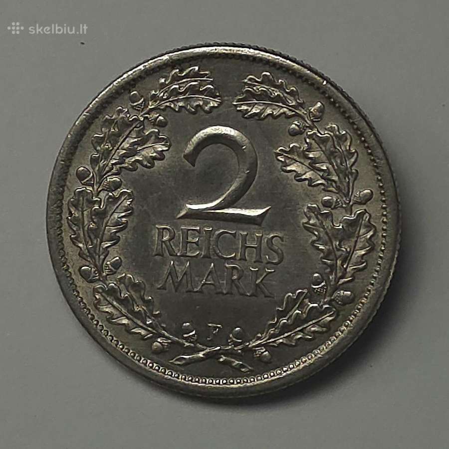 2 Reichsmark 1931 F (Ąžuolo lapai) Unc Stovis - nuotraukos Nr. 3