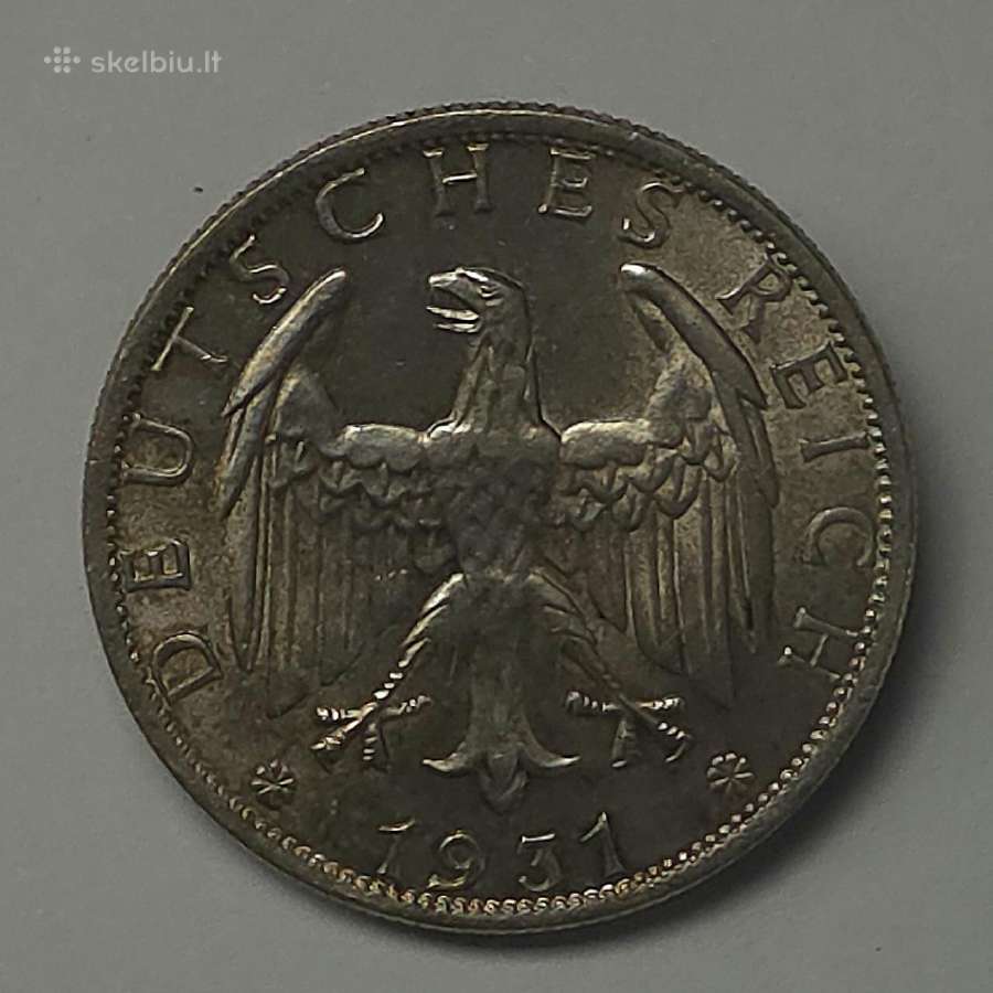 2 Reichsmark 1931 F (Ąžuolo lapai) Unc Stovis - nuotraukos Nr. 4