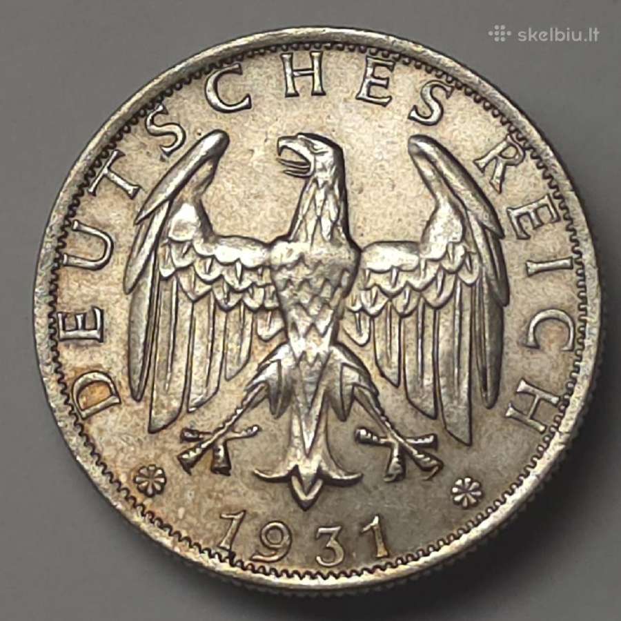 2 Reichsmark 1931 F (Ąžuolo lapai) Unc Stovis - nuotraukos Nr. 5