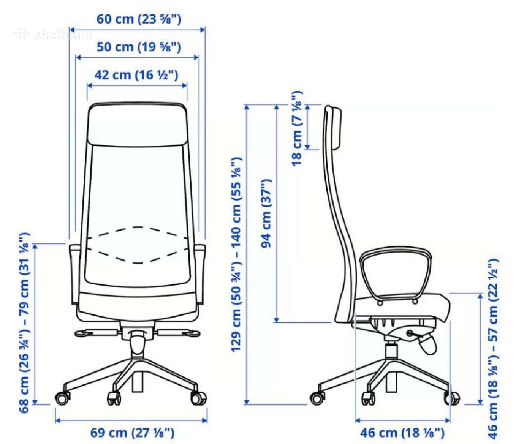 Ikea Markus Office Chair, Vissle Dark Grey, Adjust - nuotraukos Nr. 8