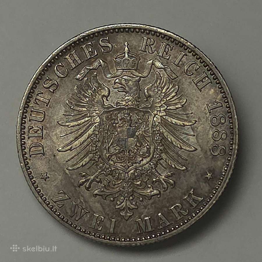 2 Mark 1888 A Prūsija (Frydrichas III) - nuotraukos Nr. 2