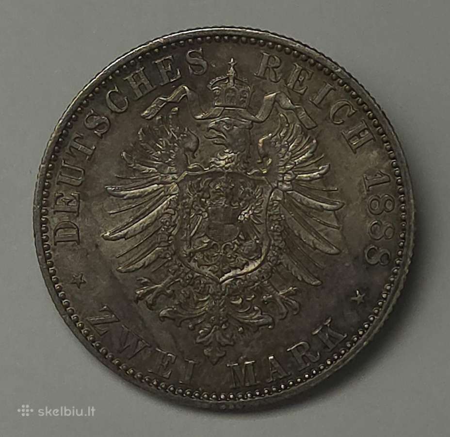 2 Mark 1888 A Prūsija (Frydrichas III) - nuotraukos Nr. 8