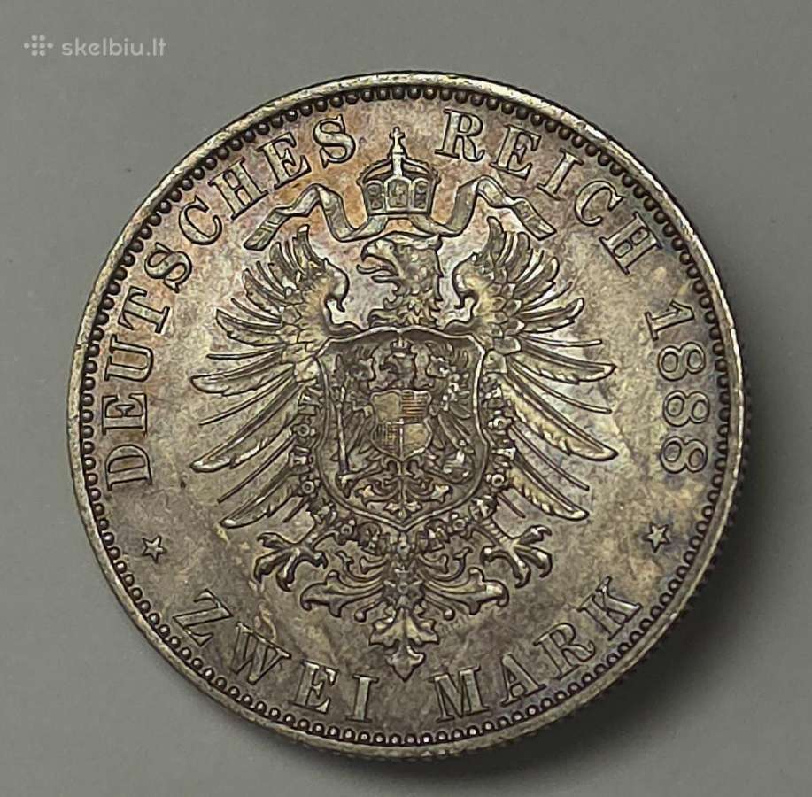 2 Mark 1888 A Prūsija (Frydrichas III) - nuotraukos Nr. 10