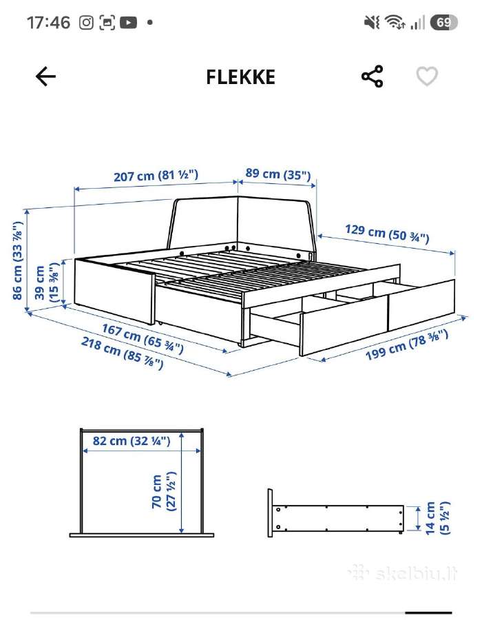 Ikea lova Flekke - nuotraukos Nr. 2