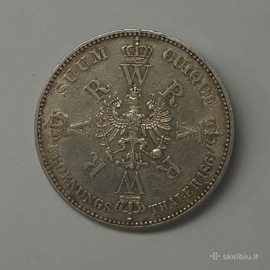 Prūsijos Taleris (Krönungstaler), 1861 m. - nuotraukos Nr. 6