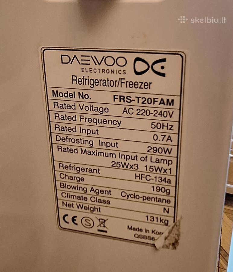 Šaldytuvas Daewoo electronics - nuotraukos Nr. 5