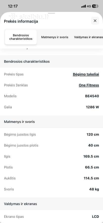 Bėgimo takelis One Fitness Be4540, 1286 W - nuotraukos Nr. 6