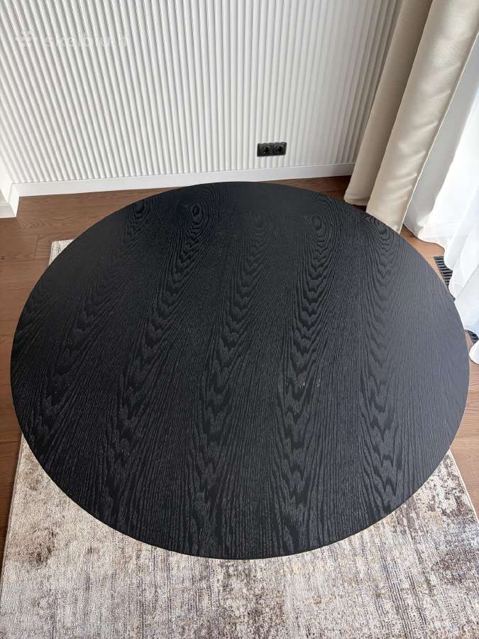 Apvalus juodas valgomojo stalas (110 cm) - nuotraukos Nr. 4