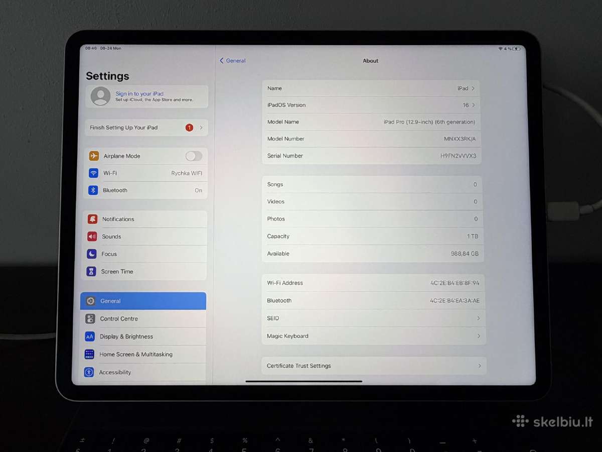 iPad Pro 12.9" (6 gen, M2) 1 TB + Magic keyboard - nuotraukos Nr. 7