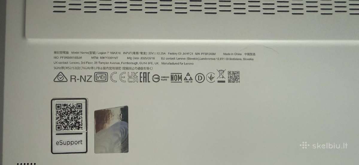 Lenovo Legion 7 16iax10 U9 275hx 16i 5070 - nuotraukos Nr. 8