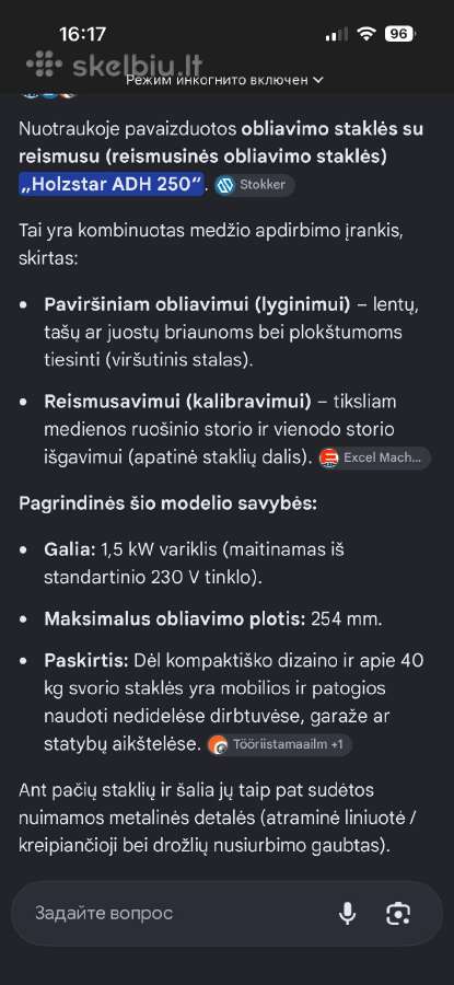 Mobiliusios Obliavimo stalkes holstar adh250 vienf - nuotraukos Nr. 3