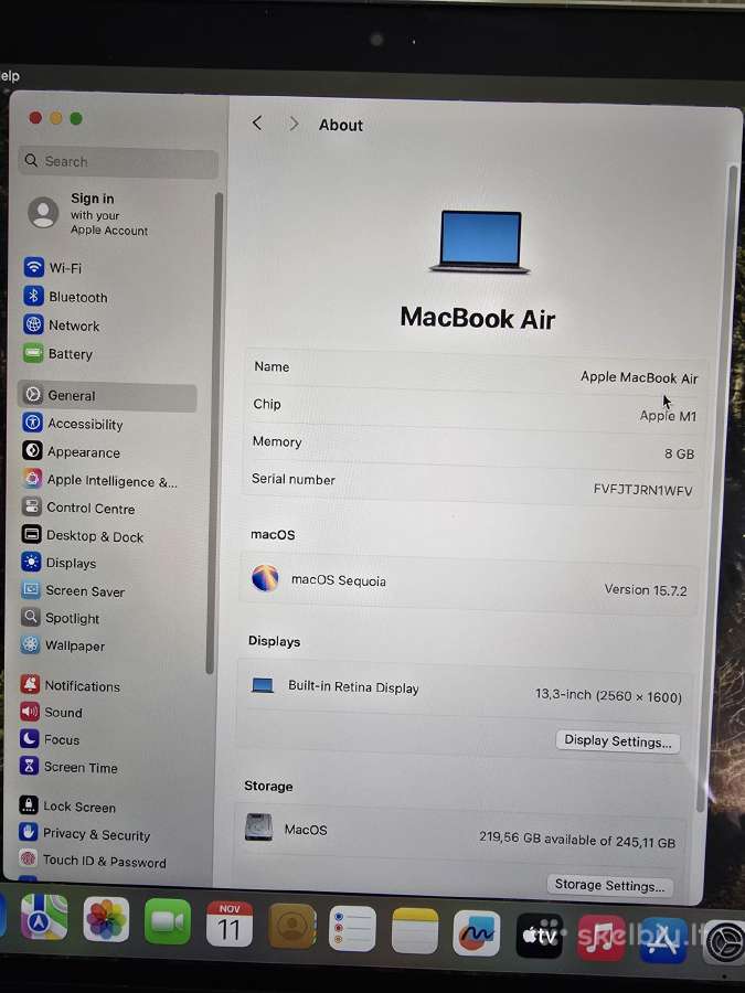 Apple MacBook Air A2337 su M1 procesoriumi - nuotraukos Nr. 9