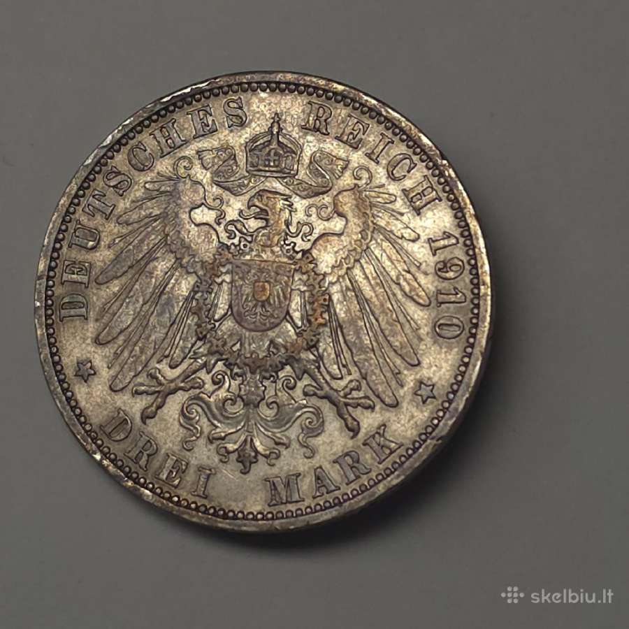 3 Markės 1910 m. Prūsija, Vilhelmas II - nuotraukos Nr. 9