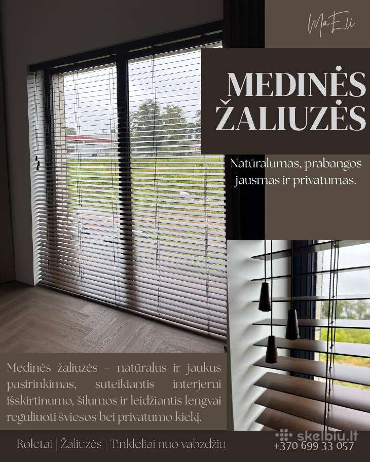 Medinės žaliuzės, roletai, tinkleliai gera kaina - nuotraukos Nr. 2
