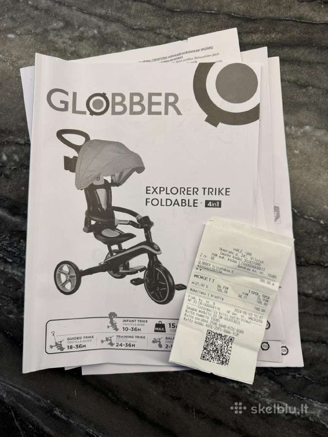 Globber Exlorer Trike Foldable 4in1 triratukas - nuotraukos Nr. 3