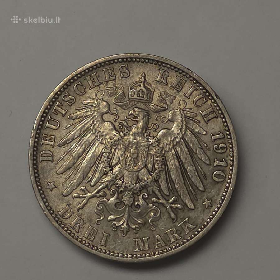 3 Markės 1910 m., Vokietija (Bavarija, Otas) - nuotraukos Nr. 2