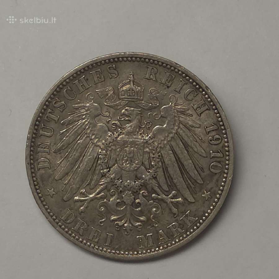 3 Markės 1910 m., Vokietija (Bavarija, Otas) - nuotraukos Nr. 6