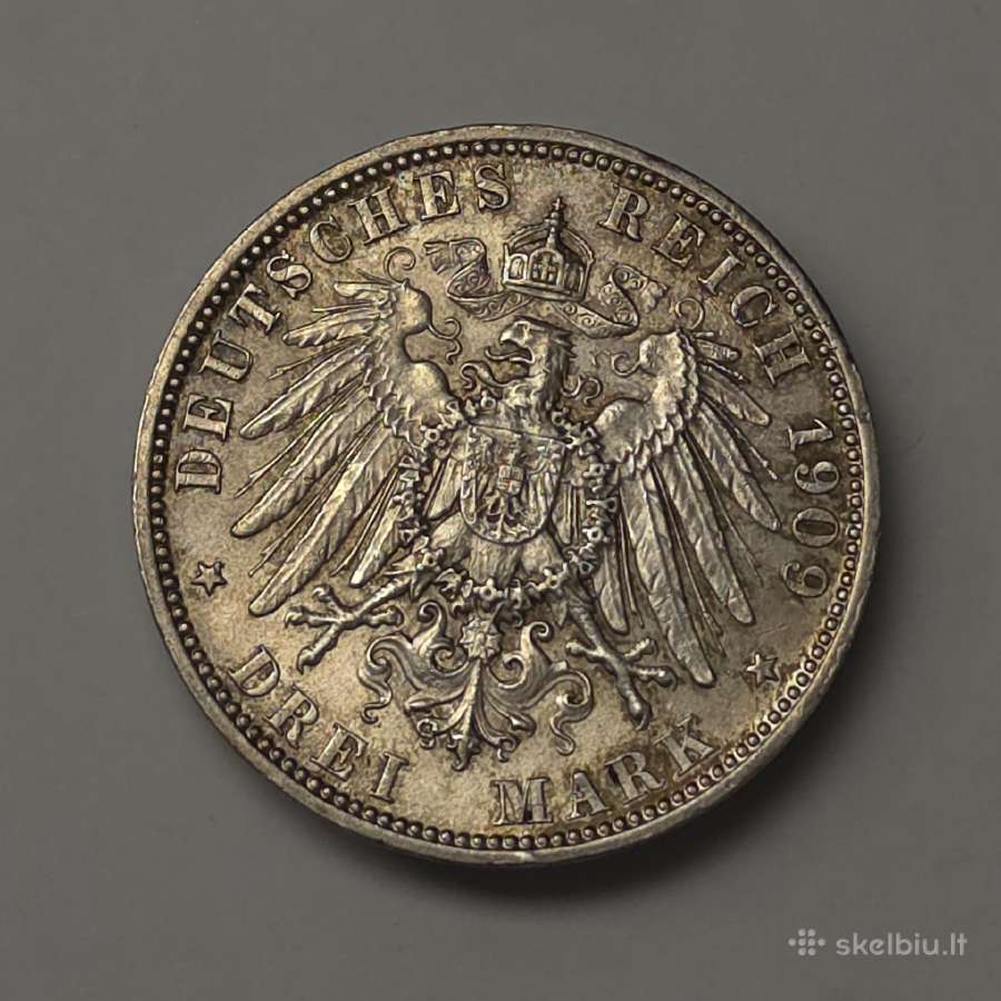 3 Markės 1909 m., Vokietija Bavarija, Otas - nuotraukos Nr. 2