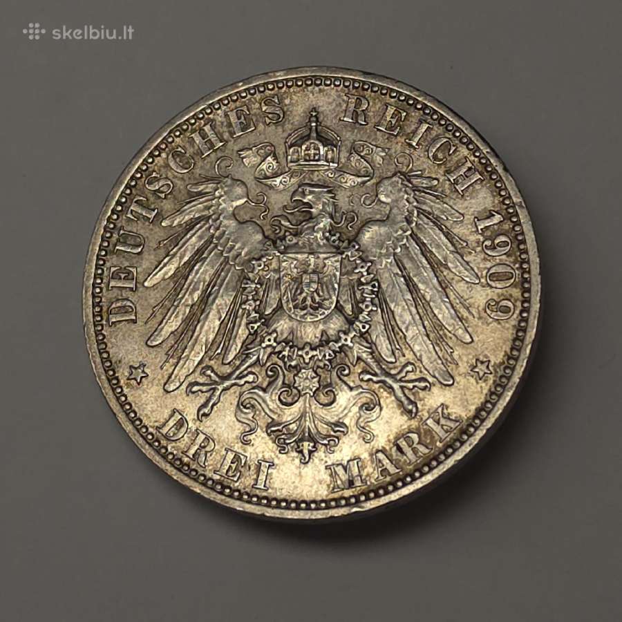 3 Markės 1909 m., Vokietija Bavarija, Otas - nuotraukos Nr. 8