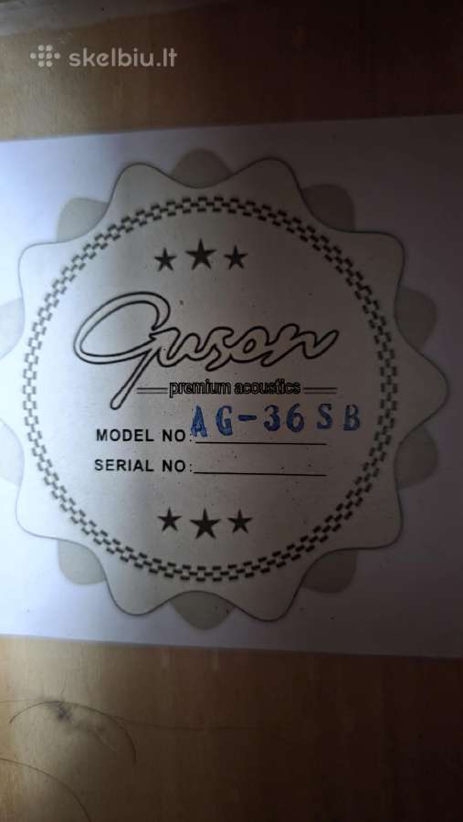 Akustinė gitara „Guson Ag-36 SB“ su dėklu (3/4) - nuotraukos Nr. 3