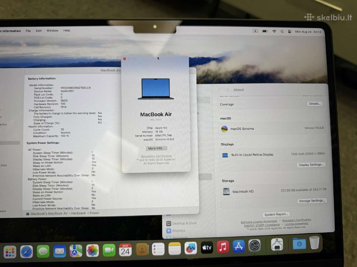 MacBook Air M2 (2022) 16gb/ 256 SSD - nuotraukos Nr. 3