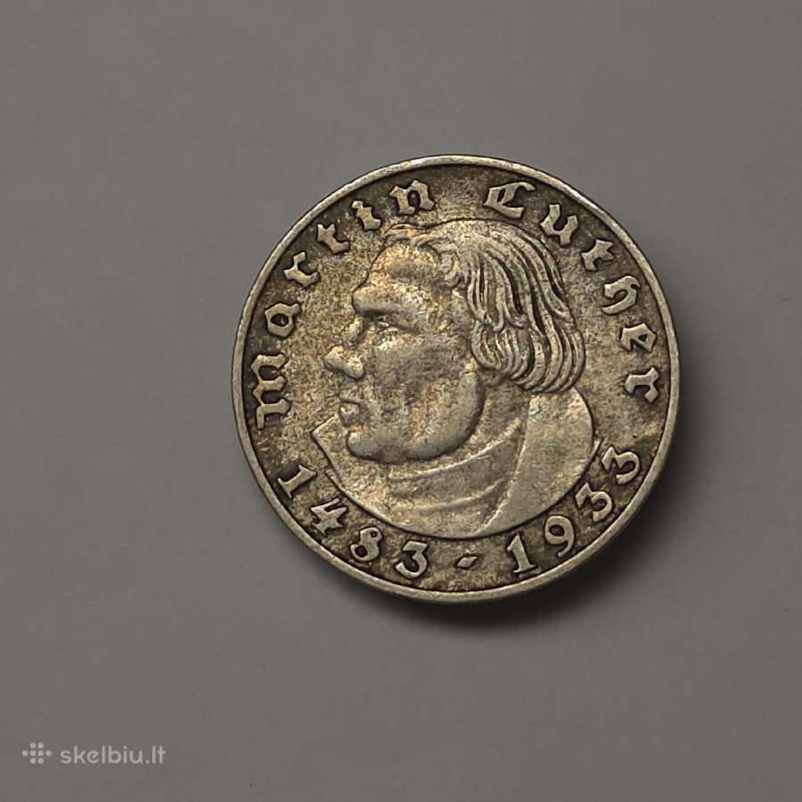 2 Reichsmark 1933 m. A – M.liuteris, Vokietija - nuotraukos Nr. 4