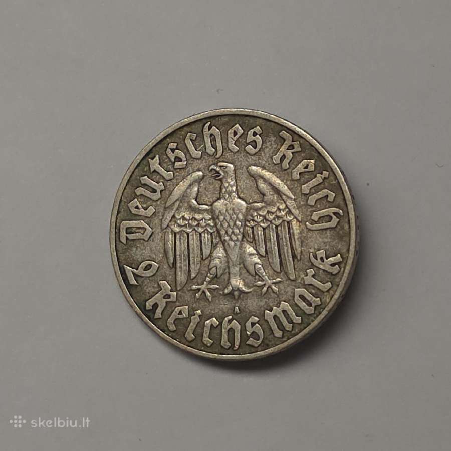 2 Reichsmark 1933 m. A – M.liuteris, Vokietija - nuotraukos Nr. 7