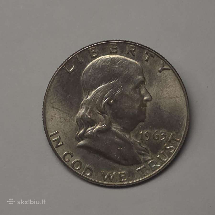 Half Dollar 1963 m. – Benjamin Franklin, JAV (Usa) - nuotraukos Nr. 4