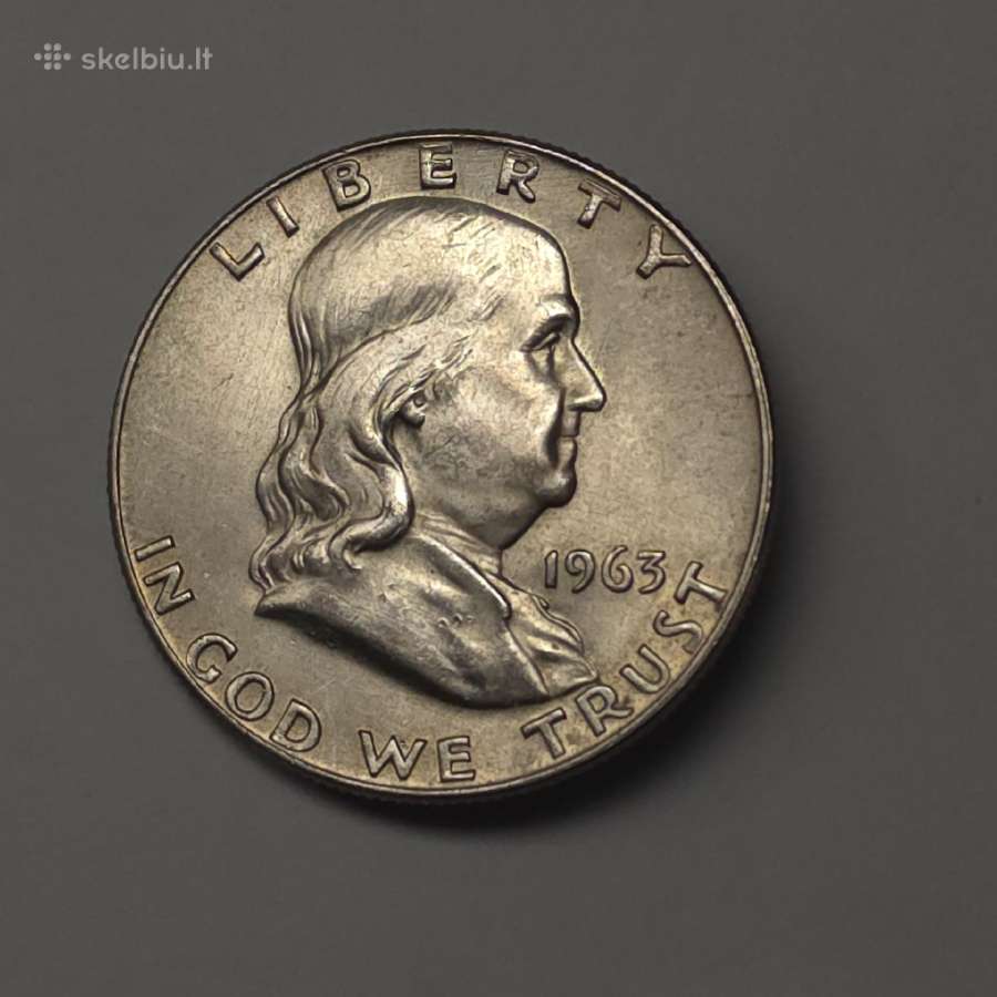 Half Dollar 1963 m. – Benjamin Franklin, JAV (Usa) - nuotraukos Nr. 6