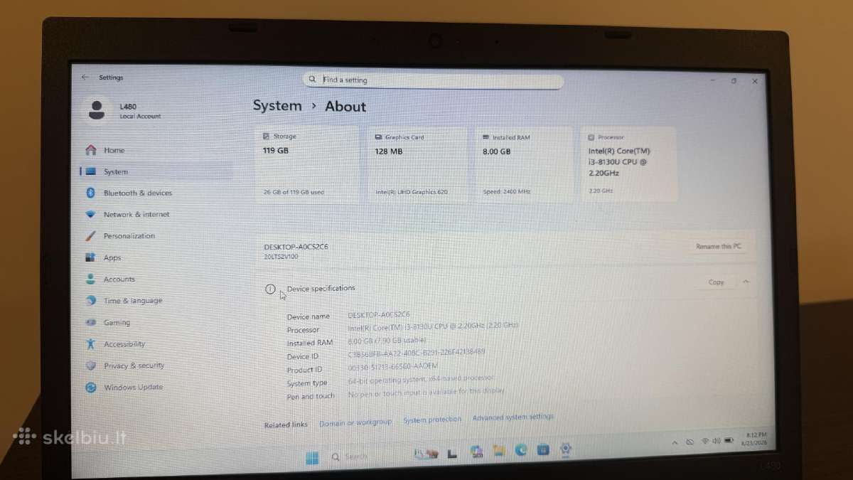 Lenovo L480 - nuotraukos Nr. 6