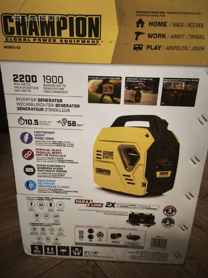 Naujas Champion 2200 W inverterinis generatorius - nuotraukos Nr. 2