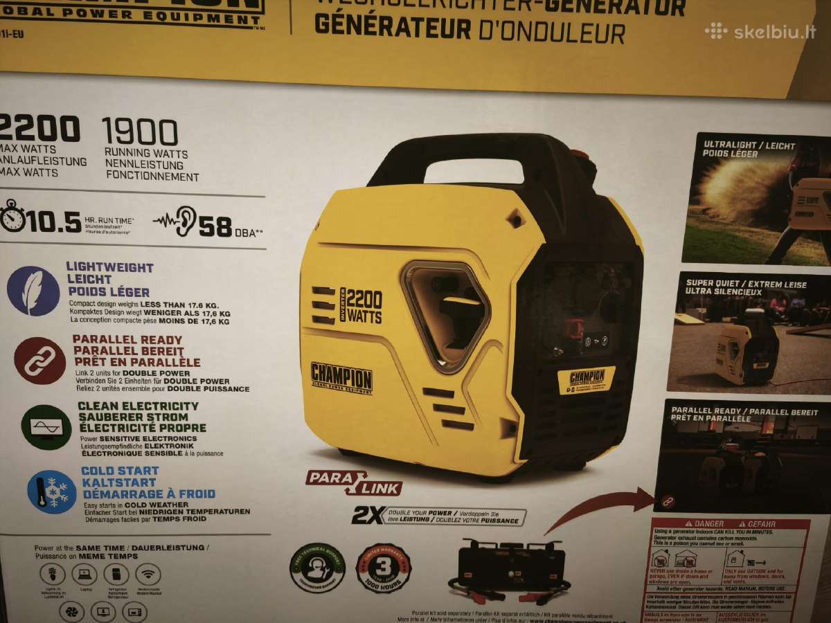 Naujas Champion 2200 W inverterinis generatorius - nuotraukos Nr. 5