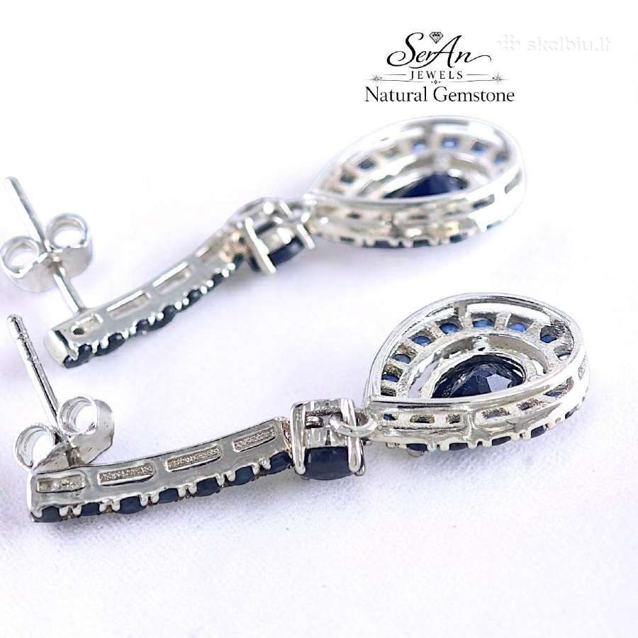 Kokteiliniai auksuoti auskarai su safyrais (3.5ct) - nuotraukos Nr. 8