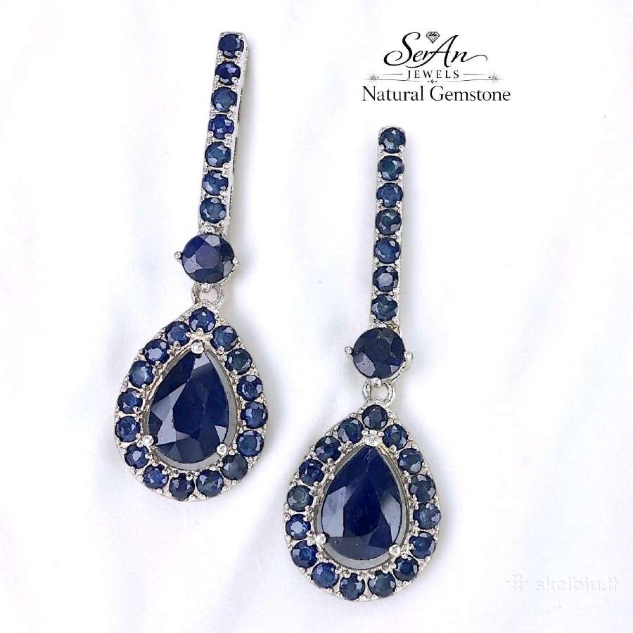 Kokteiliniai auksuoti auskarai su safyrais (3.5ct) - nuotraukos Nr. 10