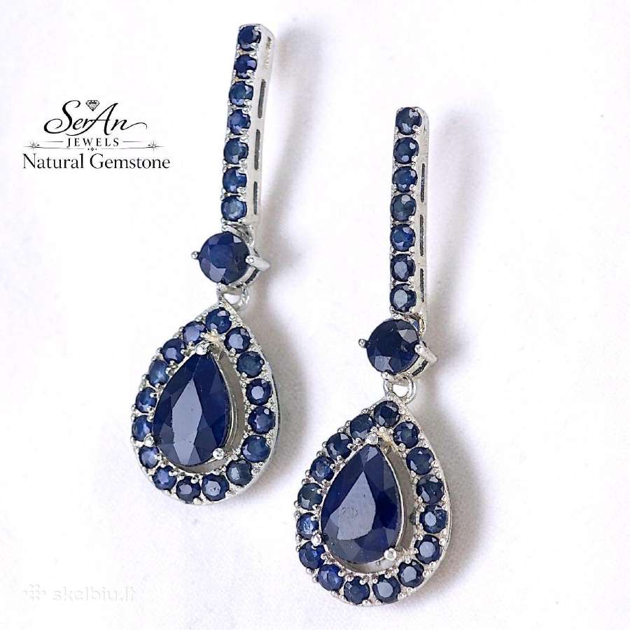 Kokteiliniai auksuoti auskarai su safyrais (3.5ct) - nuotraukos Nr. 11