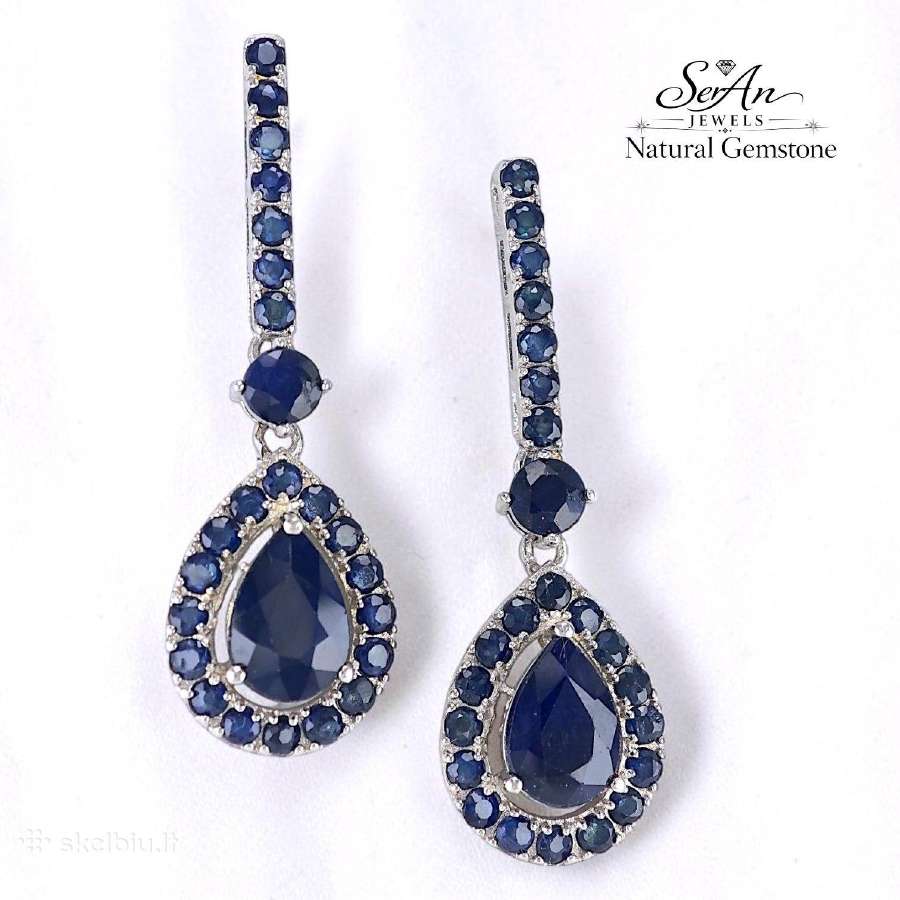 Kokteiliniai auksuoti auskarai su safyrais (3.5ct) - nuotraukos Nr. 12