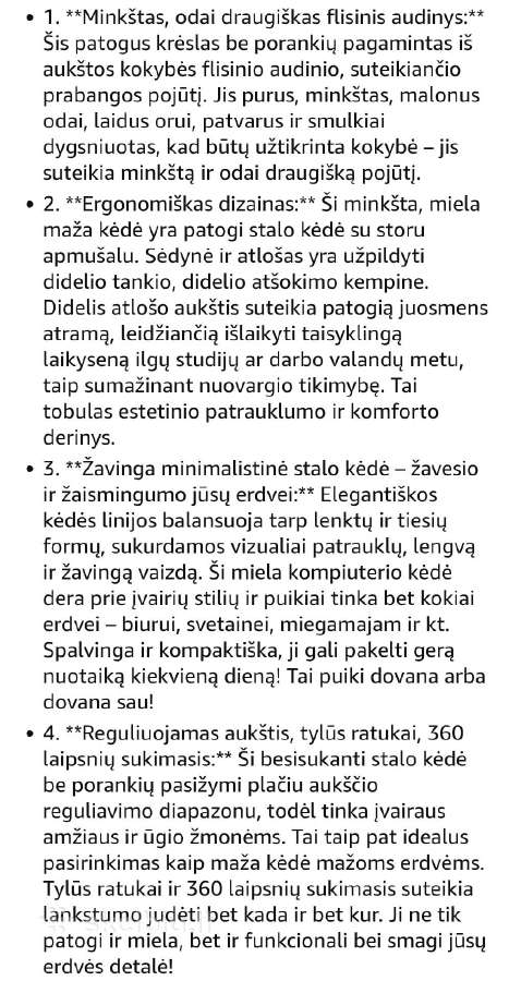 Biuro,kompiuterio,stalo kėdė Vingli - nuotraukos Nr. 3