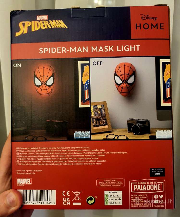 Marvel Spider-man Mask Light lempa - nuotraukos Nr. 2
