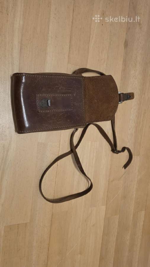 Natūralios odos ruda rankinė per petį – vintage - nuotraukos Nr. 3