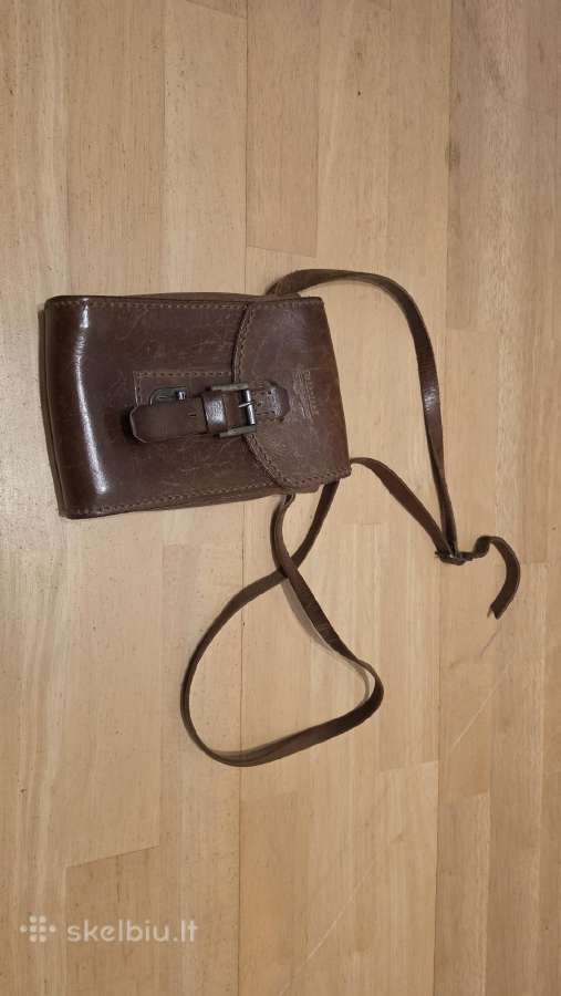 Natūralios odos ruda rankinė per petį – vintage - nuotraukos Nr. 4
