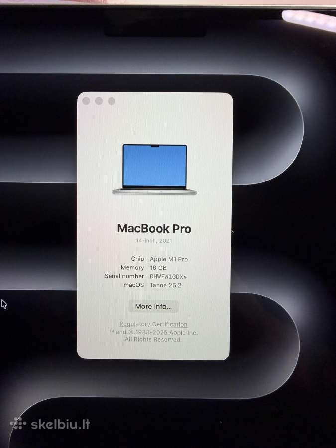 MacBook Pro 14 2021, M1 Pro / 16gb / 512gb - nuotraukos Nr. 5