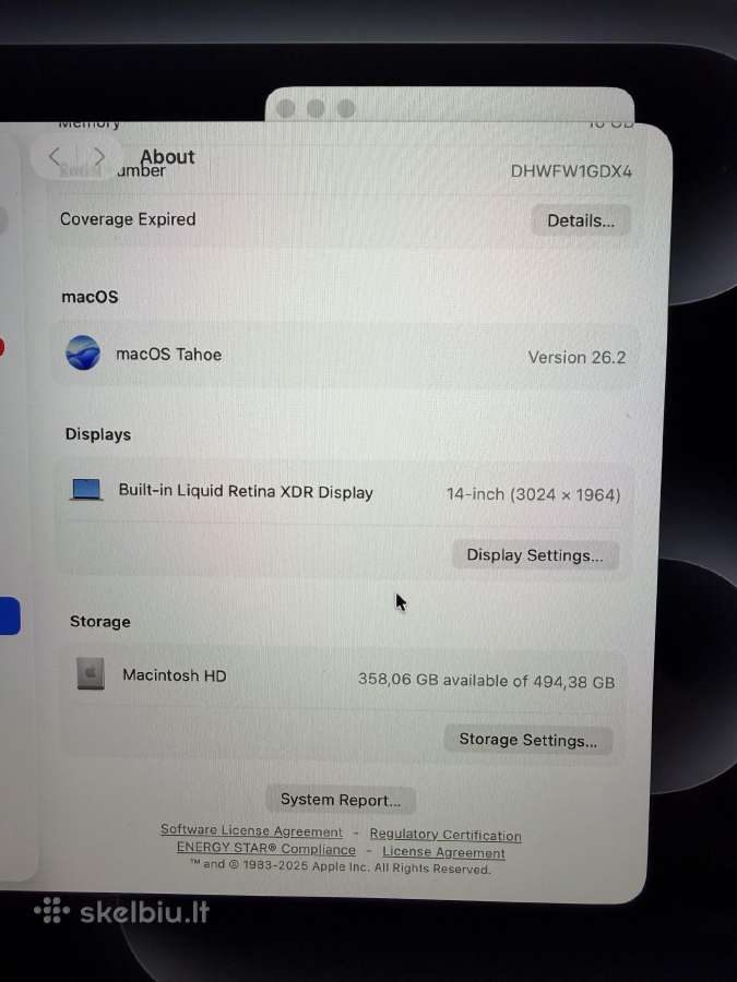 MacBook Pro 14 2021, M1 Pro / 16gb / 512gb - nuotraukos Nr. 6