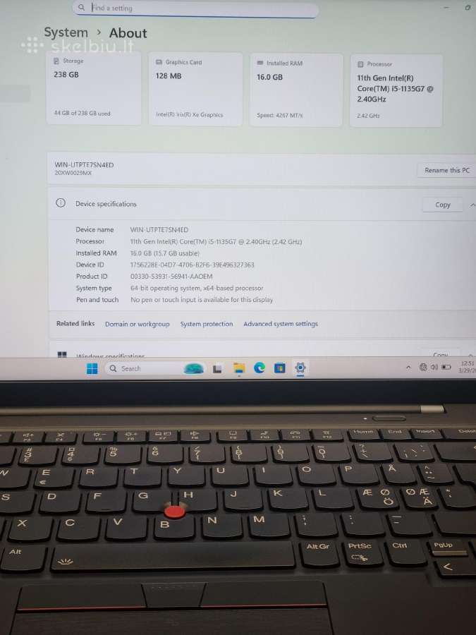 Lenovo Thinkpad X1 Carbon 9th - nuotraukos Nr. 7