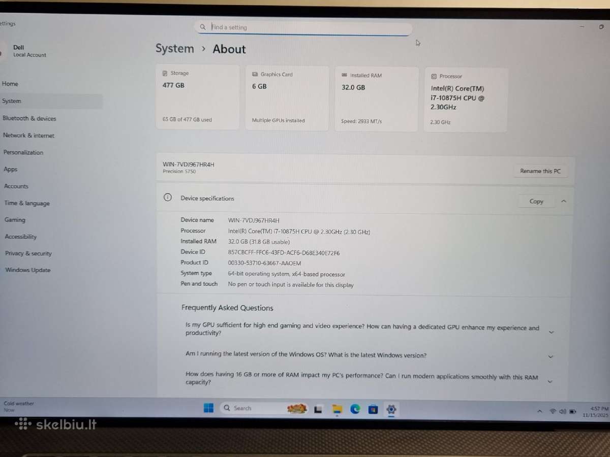 Dell Precision 5750 - nuotraukos Nr. 6