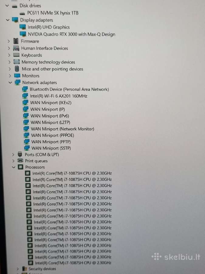 Dell Precision 5750 i7 Rtx 3000 - nuotraukos Nr. 13