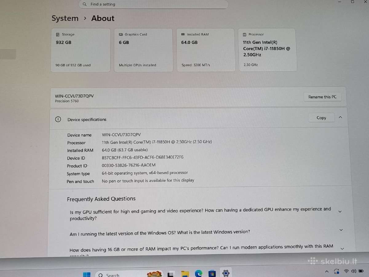 Dell Precision 5760 - nuotraukos Nr. 10