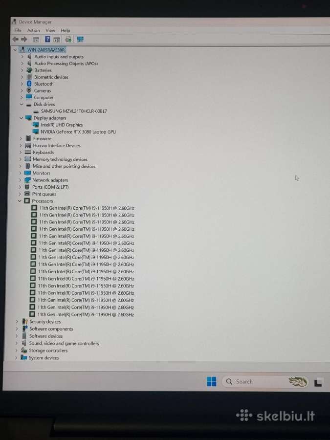 Lenovo Thinkpad Extreme X1 i9 Rtx 3080 - nuotraukos Nr. 9