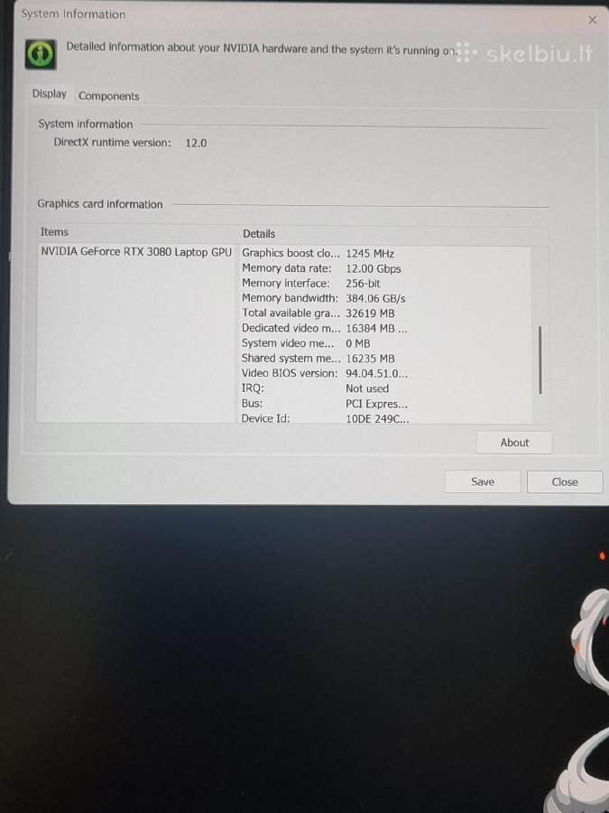 Lenovo Thinkpad Extreme X1 i9 Rtx 3080 - nuotraukos Nr. 11
